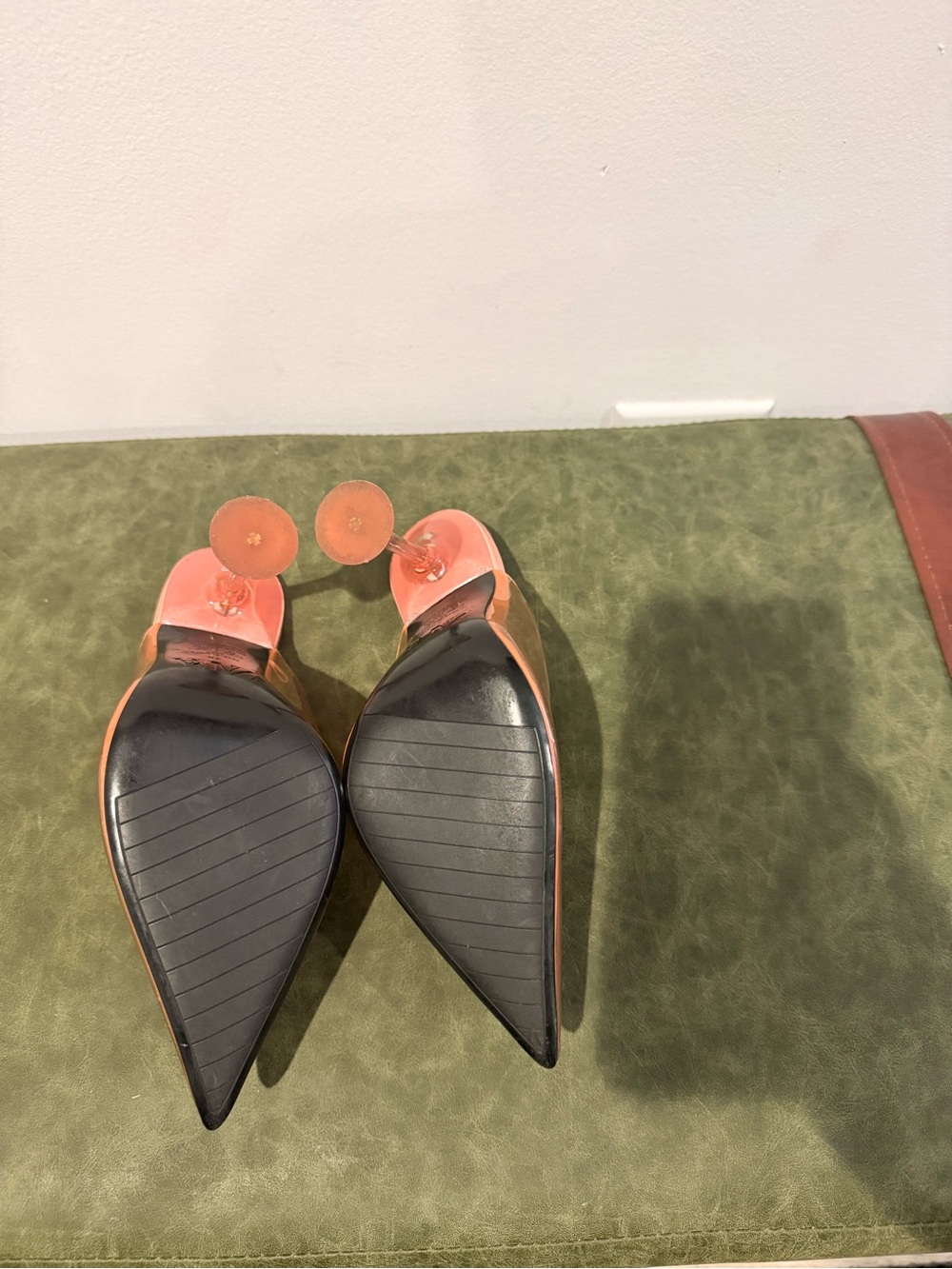 Zara Transparent Coral Pointed Mule Heels - Picture 6 of 7